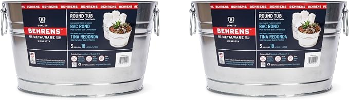 Behrens 5 Gallon Round Steel Tub (2 Tubs)