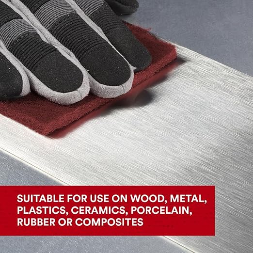 3M Scotch-Brite General Purpose 7447 Hand Pad, Very Fine Grade, 6 in x 9 in, Pack of 20, Aluminum Oxide, Surface Preparation, Scuffing, Blending, Cleaning, Maroon