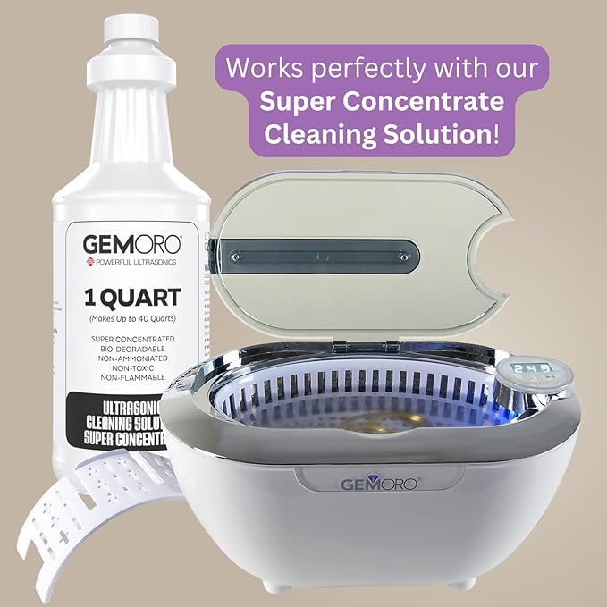 GemOro LUXESPA | Personal Ultrasonic Jewelry & Eyeglass Cleaner with 5 User-Programmable Timed Cleaning Cycles | Professional Performance Machine for Rings Watches Glasses Earrings Retainers