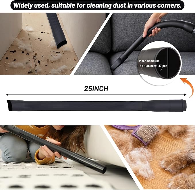 13 PCS Universal Vacuum Attachments Kit, 2 1/2" to 1 1/4" Wet Dry Vacuum Hose Adapter, 1 7/8" to 1" Adapter for Shop Vac, 1 1/4" Vacuum Cleaners Accessories with Horse Hair Brush, Extension Wand