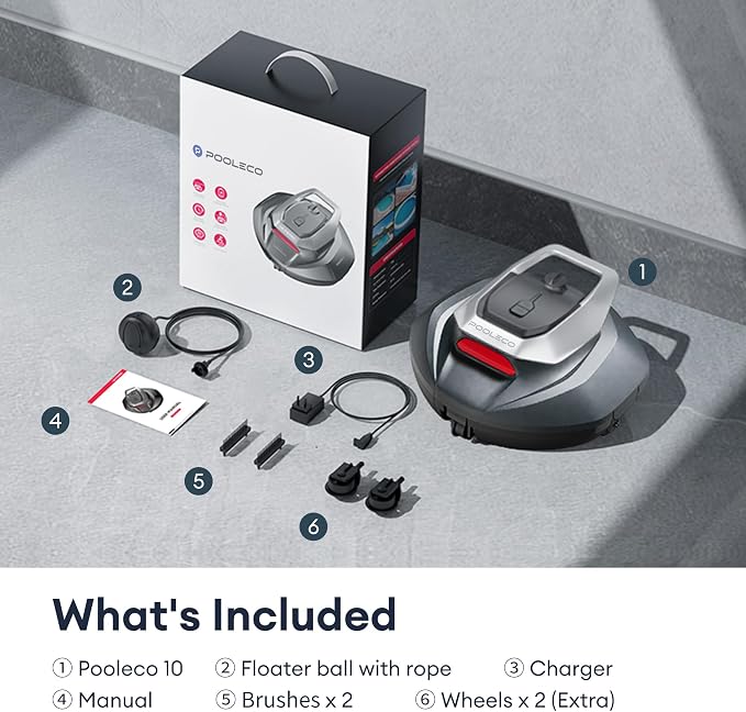 Robotic Pool Cleaner, Pool Vacuum for Above & In-Ground Pool, Dual-Motor Suction, 90Mins Runtime Automatic Self-Parking, 2.5h Fast Charging, Up to 850 Sq.ft (Crimson)