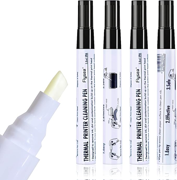 Thermal Printer Printhead Cleaning Pen for Thermal Receipt Shipping Label POS Card Printer Cleaner 4pcs