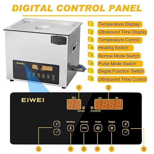 10L Ultrasonic Cleaner Dual-Frequency Professional Digital Stainless Steel Cleaning Machine with Heater Timer for Carburetor, Parts, Circuit Board, Glasses, Denture, Jewelry