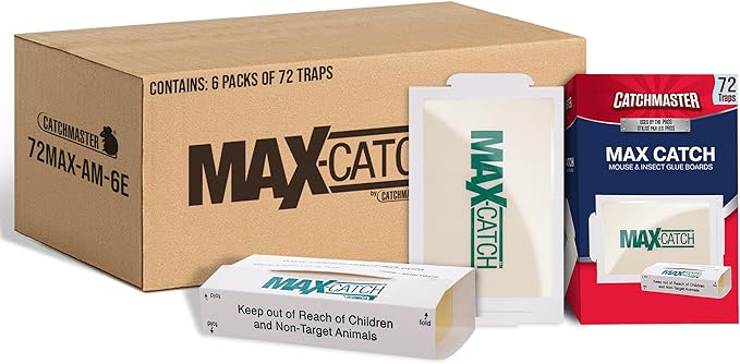 Catchmaster Max Catch Mouse & Insect Glue Traps, Case of 6 Packs of 72 Classic Glue Boards (432 Total), Bulk Mouse Traps Indoor for Home, Pest Control for Industrial & Office Use