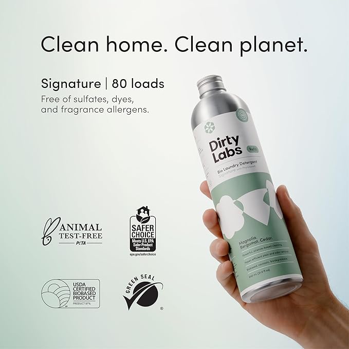 Dirty Labs | Bio-Liquid Laundry Detergent Refill Kit | Signature & Murasaki | 2x 80 Loads | Hyper-Concentrated | High Efficiency & Standard Machine Washing | Nontoxic, Biodegradable