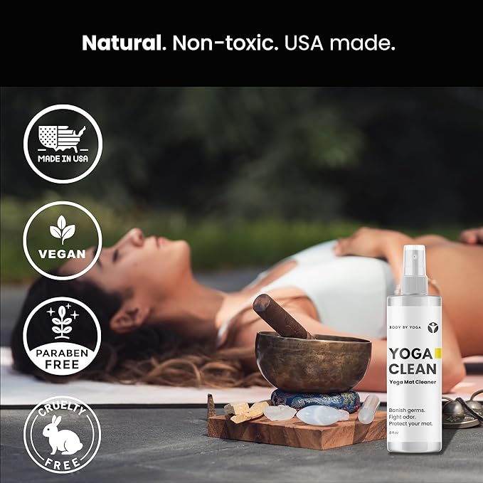 Yoga Clean – Eco-Friendly Yoga Mat Cleaner & Deodorizing Spray | Neutralizes Sweat & Odor to Protect Your Mat | 8 oz Plant-Based Formula, Spa-Like Scent, Made in the USA