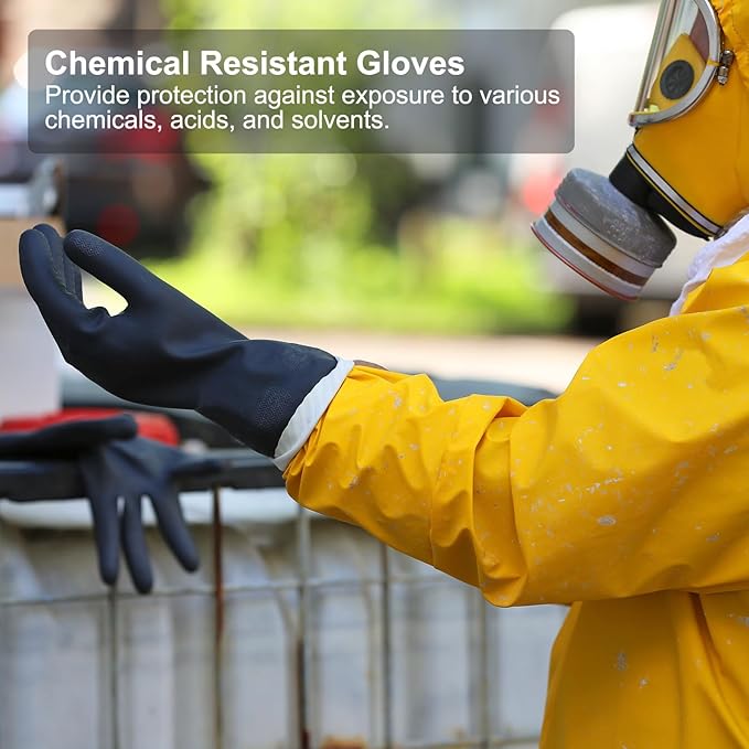 MECCANIXITY Chemical Resistant Glove, Latex Industrial Anti-Slip Protective Safety Work Glove for Cleaning Dish