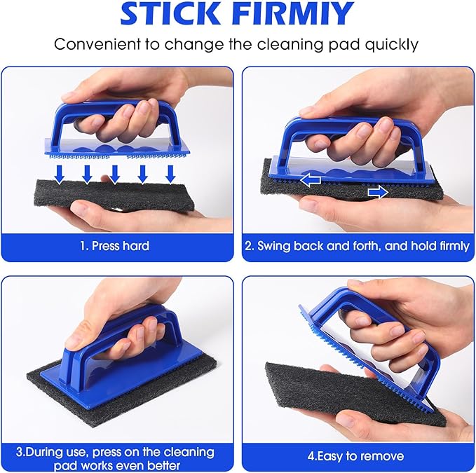 Reallnaive 62 Pcs Griddle Cleaning Kit Screen Holder Grill Screens Cleaning Pads Heavy Duty Abrasive Mesh Pads for Flat Tops, Cast Iron, Stainless Steel Griddle Cleaner Accessories Bundle (Blue)