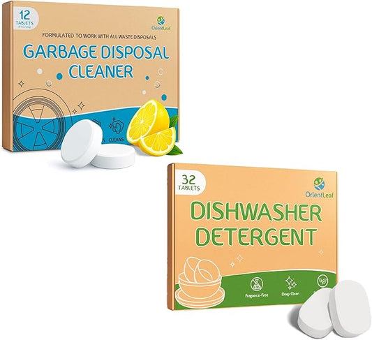 ORIENTLEAF Garbage Disposal Cleaner and Dishwasher Detergent Tablets