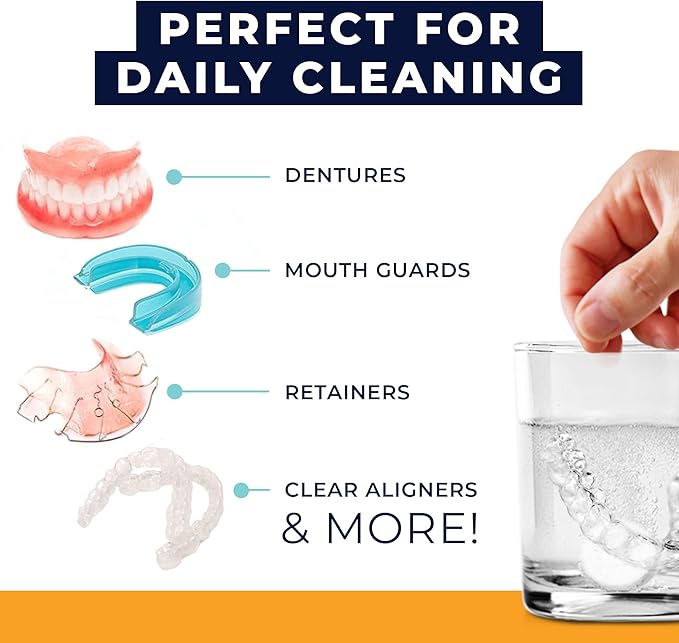 FRESH KNIGHT Retainer Cleaner Tablets 120 - Invisalign Cleaner - Denture Cleaner. Efferdent Retainer Cleaner Tablets, Night Guard, Mouth Guards, Aligners & Dental Appliance Cleaner - 4 Month Supply.