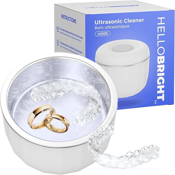 Ultrasonic Retainer Cleaner Machine for Invisalign, Aligner, Night Guard, Denture, Whitening Tray, Mouth Guard and Toothbrush Head - Dental UV Ultrasonic Cleaner Pod [no UV Light]