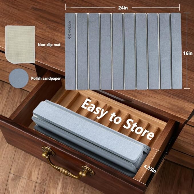 Large Stone Dish Drying Mat for Kitchen Counter, 24"×16" – Quick Drying Diatomaceous Earth, Super Non-Slip, Absorbent, Birthday Gifts for Women Mom Grandma (Light Gray)