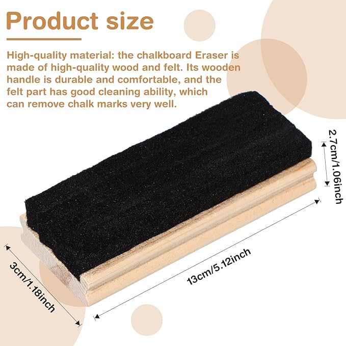 Marspark Felt Style Erasers, Cleaner Dusters Felt Chalkboard Eraser for Kids Wood Chalk Eraser for Chalkboard Cleaners Dusters for Markers White Black Boards Paint School Students Teachers(36 Pieces)