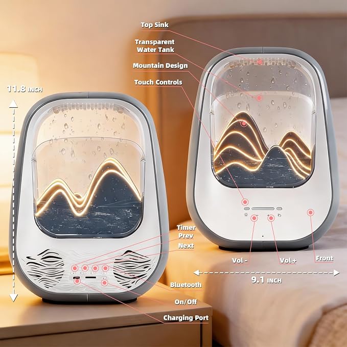 8-in-1 White Noise Sound Machine with Rain Drop Real Sound, Crey | Sound Machine with Aroma Diffuser for Sleeping, Stress Relief, Night Light Timer for Bedroom Office Home Hotel SPA Decor