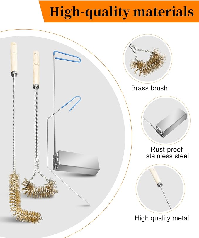 4-in-1 Fryer Cleaning Tools, L Shaped Fryer Cleaning Brush, Deep Fryer Crumb Scoop, Long Handle Deep Fryer Basket Cleaning Brush, Deep Fryer Cleanout Rod, Applies to Commercial Kitchen, Fryer, Drain