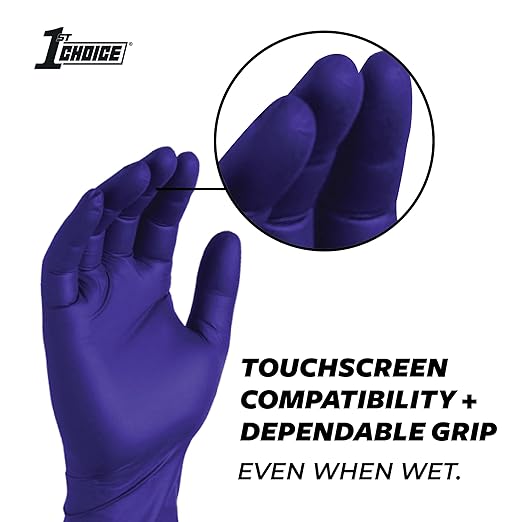 1st Choice 3 Mil Indigo Nitrile Exam Gloves Latex Free, Disposable Medical Grade, Food Prep, Tattoo, Small, Case of 1000