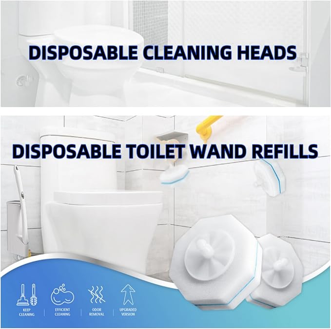 50 Count Toilet Wand Refills Compatible with Clorox Disposable Toilet Brush Heads for Most Toilet Brushes to Cleaning Toilet and Bathroom