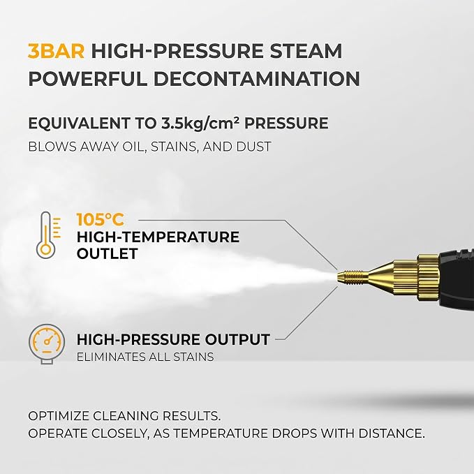 2500w Handheld High-Temperature Pressurized Steam Cleaner High Pressure Temperature Multi Purpose Heavy Duty Portable with Attachments for Car Engine Home Multi-surface 1000ml(White)