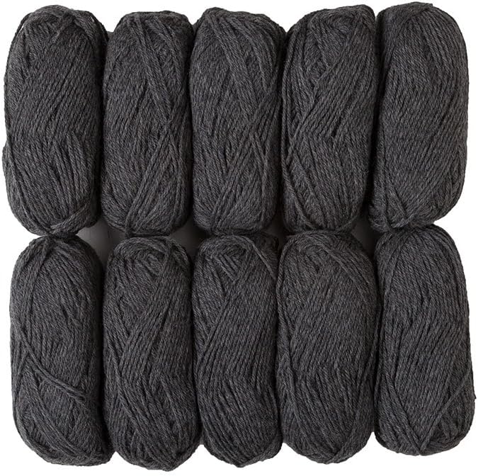 Knit Picks Wool of The Andes Worsted Weight Gray 100% Wool Yarn Multi Pack (10 Balls - Cobblestone Heather)