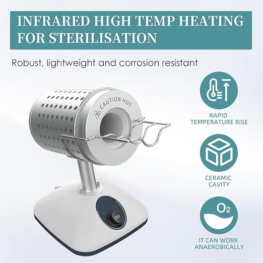 Lab DS-900S Infrared Sterilizer Autoclave Sterilizers Two Adjustable Heating Temperatures 400°C/825°C for Scalpel Needle Inoculating Loop Vaccination Ring,110V 240W