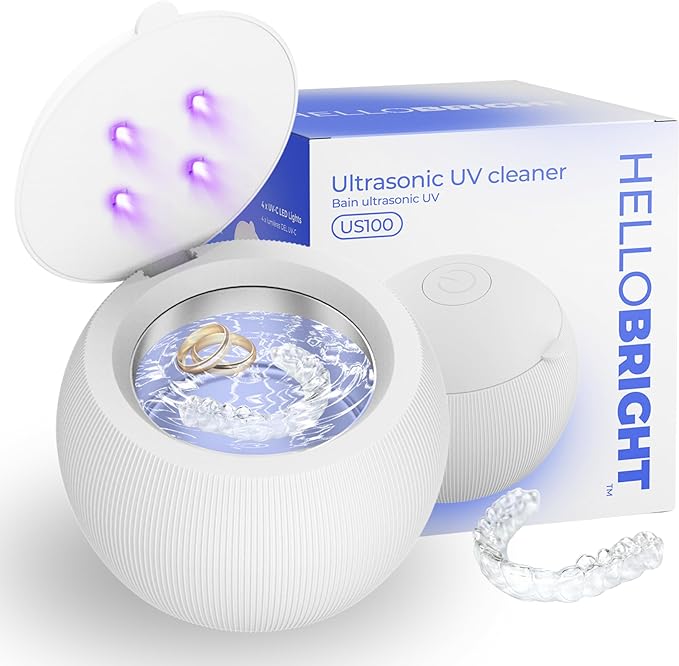 Ultrasonic Retainer Cleaner, UV Cleaner for Invisalign, Night Guard, Mouth Guard, Jewelry - Retainer Cleaning Machine
