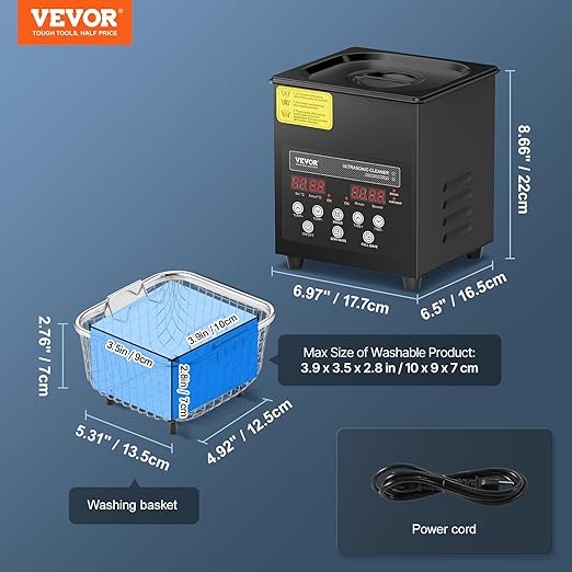 VEVOR 2L Ultra Sonic Cleaner, 60W Digital Sonic Cleaning Machine with Gentle Mode & Upgraded Degassing, 40kHz Ultrasound Cleaner Machine with Heater & Timer for Jewelry, Glasses, Tools, Retainer