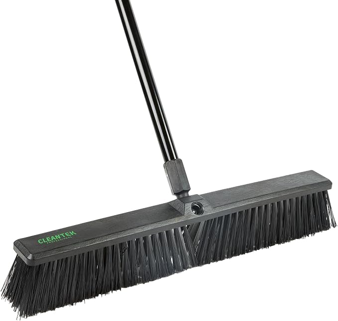 Restaurantware-BROOM HEAD ONLY: Clean Tek Professional 23.62-Inch Push Broom Head, 1 Heavy-Duty Cleaning Tool - Handle Sold Separately, Fine Flagged Bristles, Black Plastic, Outdoor Use