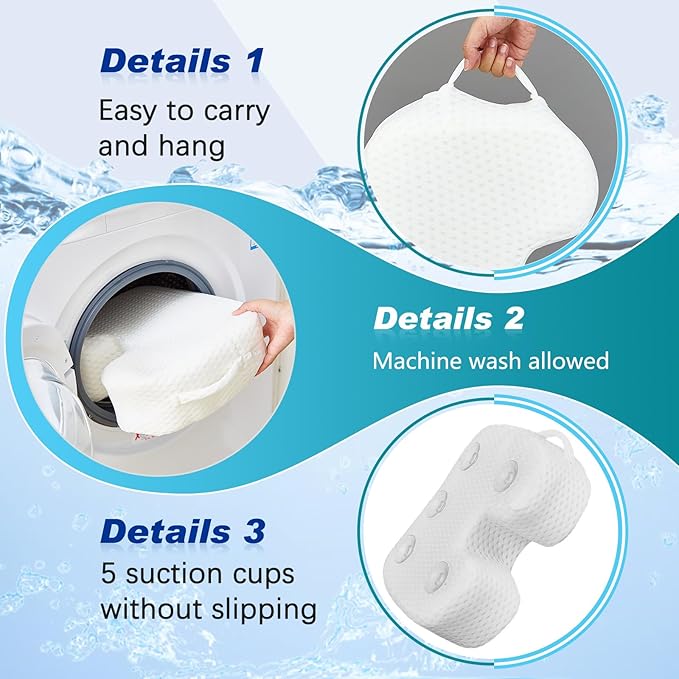 Tinideya 2 Pcs Hot Tub Booster Seat for Adults with Suction Cups and 4 Pcs Hot Tub Sponge Air Mesh Portable 15 x 12 x 5 Inch Seats Washable Inflatable Accessories for Spa Cushion(White)