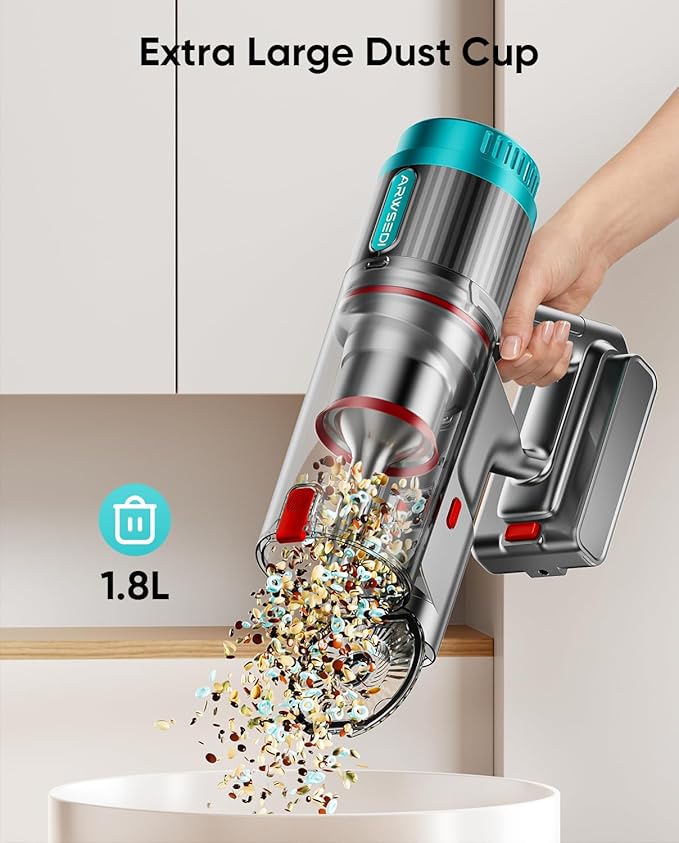 Cordless Vacuum Cleaner, 80Mins 650W/55KPA Self-Standing Vacuum Cleaners for Home, Stick Vacuum with Anti-Tangle Brush, LED Screen, Rechargeable Vacuum for Floor/Carpet/Pet Hair