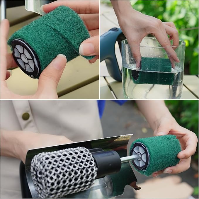 20 PCS Cleaning Cloths,10 PCS Cleaning Sponge and 10 PCS Wire Dishwashing Rags,BBQ Brush Accessory for Hillyfe Grill Electric Cleaning Brush,Disposable Replacement Cleaning Cloths,Easy to Install