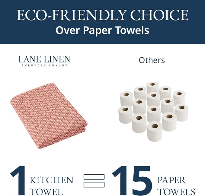 LANE LINEN 100% Cotton Kitchen Towels Set, 6-Pack – Premium, Absorbent, Quick-Drying Dish Towels, Tea Towels, 18" x 28" - Red