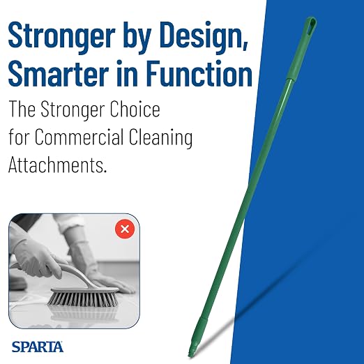 SPARTA 41225EC09 Fiberglass Broom Handle, Mop Handle, Replacement Handle With Acme Threaded Tip For Commercial Cleaning, 48 Inches, Green, (Pack of 12)