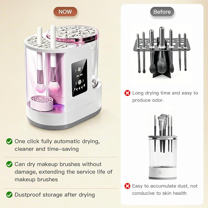 3-IN-1 Electric Makeup Brush Cleaner Machine and Dryer, SBMKK Automatic Make Up Brush Cleaner Tool, for All Size Brush Sponges Beauty Cosmetic Set