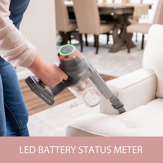 Kenmore Elite DS4090 Brushless Cordless Stick Vacuum Lightweight Vacuum Cleaner 2-Speed Power Suction LED Headlight 2-in-1 Handheld Vacuum for Hardwood Floor, Carpet & Pet Hair