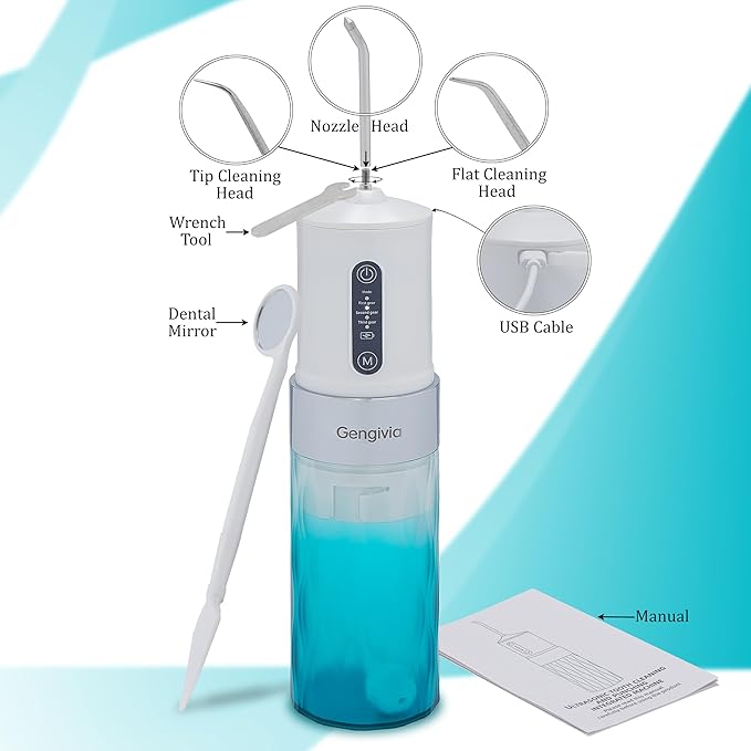 The Ultrasonic 2-in-1 Plaque Removal and Flossing Device for Teeth Cleaning, with 4 Replaceable Tips, 3 Modes, USB Type-C Charging, and Storage Box (Black)
