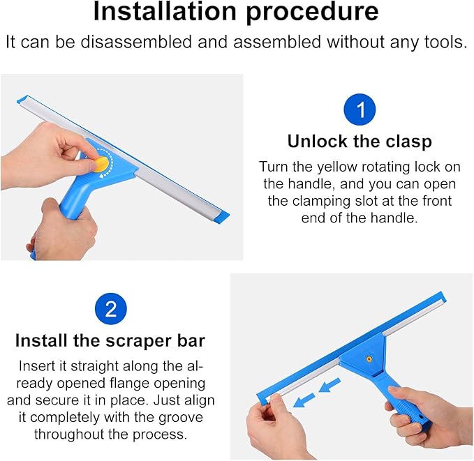 Professional Window Cleaning Kit with Bucket 3 Gallon, 76" Long Handle Squeegee and Microfiber Scrubber, High Window Washing Equipment for Indoor Outdoor, Commercial, Home, Car