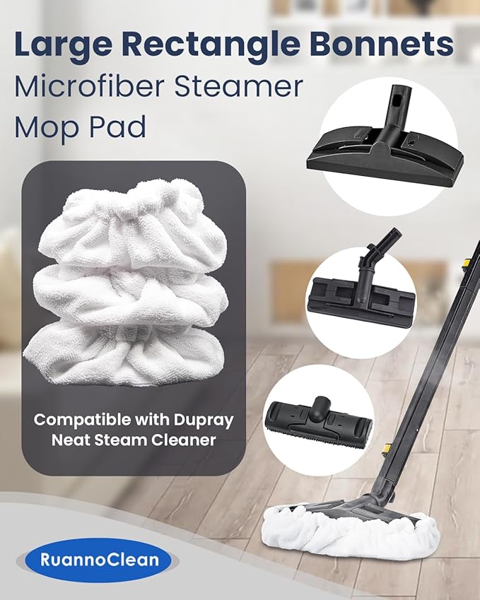 Small Triangle Bonnets + Steam Cleaner Pads + Large Rectangle Bonnets Compatible with Dupray Steam Cleaner