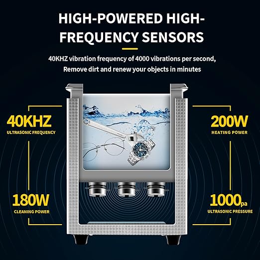 Commercial Ultrasound Cleaning Machine with Knob, 4L Professional Ultrasonic Cleaner, 40kHz with Heater and Timer for Tools, Jewelry, Watches, Glasses, Dentures, and Small Metal Parts