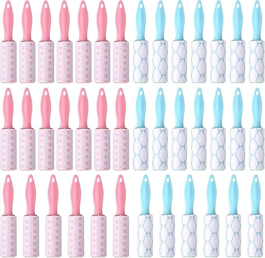 Zhehao 40 Pcs Mini Lint Rollers for Pet Hair Travel Size Clothes Sticky Lint Removers Blue Pink Roller Hair Removal Tools for Dog, Cat, Furniture, Travelers, Pet Owners