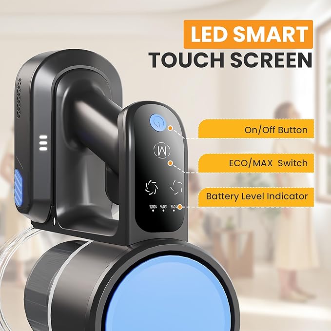 NEWBULIG Cordless Vacuum Cleaner, Removable Stick Vacuum with LED Touch Screen, Self-Standing, 35Mins Runtime, Lightweight Handheld for Pet Hair, Hard Floor, Carpet