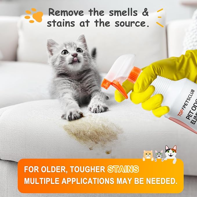 Pet Odor Eliminator for Strong Odor, Pet Stain Remover for carpet, Ready to Use Plant Based Formula Dog & Cat Urine Odor Eliminator Spray - Colorless and Odorless,Used in House, Doghouse(128oz)