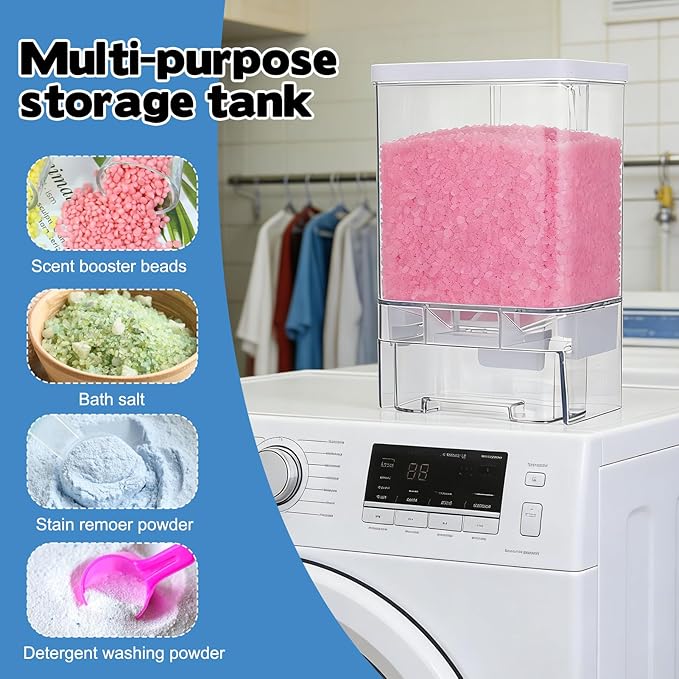 Rainmae 2 Pack Laundry Detergent Dispenser Set Wall-Mounted Containers for Scent Booster Beads and Softener Beads Laundry Powder Dispensers Storage Organizer for Laundry Bathroom Dorm and Hotel