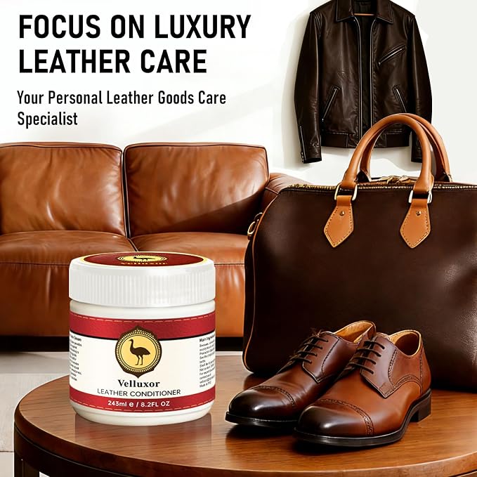 Leather Furniture Repair Salve 8.2oz - Polisher, Moisturizer, Softener, Restorer for Couch & Furniture - Resists Sun Damage, Fading & Cracking, Leather Cleaner & Conditioner for Leather/Wood