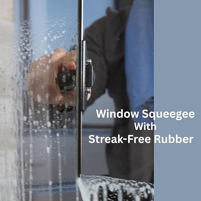 Window Squeegee 18 inch and Window Washer with Swivel Handle, Professional Window Cleaning Kit, Window Scrubber with Durable Aluminum T-Bar for Window Cleaning