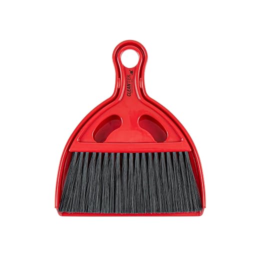 Restaurantware Mini Broom and Dustpan Set 40 Pack of Plastic Handheld Brush and Pan Compact Cleaning Kit with Ergonomic Handle Red and Black Office Desk and Home Cleaning Set