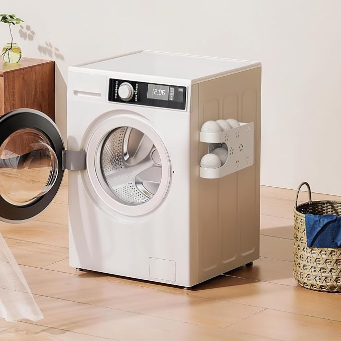 Magnetic Laundry Room Dryer Ball Holder & Organizer - Automatic Roller Chute Container With Balls