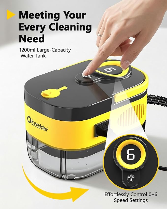 Steam Cleaner,15s Heat-Up,1.2L Tank,6-Level Adjustable Handle,1500W Steamer for Cleaning,Portable Steamer for Cleaning with 16PCS Accessories,Steam Cleaner for Home,Car,Dirt,Grease,Grout,Tile,Couch