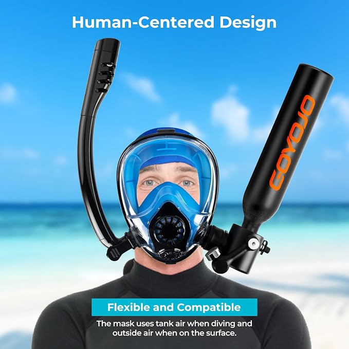 GOYOJO Mini Scuba Tank, Portable Diving Lung Air Tank with DOT Certified, Refillable Emergency Backup Pony Bottle for Snorkeling, Underwater Breathing, Training