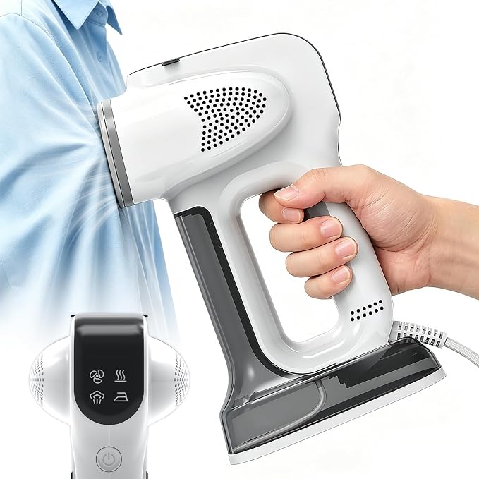 Vacuum Steamer for Clothes, YEJOUMO 3500Pa Strong Suction Garment Steamer 3 in 1 Handheld Travel Steamer & Iron Clothes, 25s Rapid Preheating, 340ML Large Water Tank