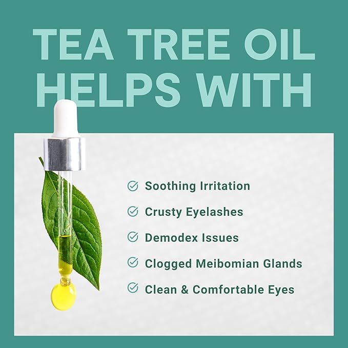 Tea Tree Eyelid Cleanser Wipes - 90 Single-Use Towelettes - Eyelash and Eyelid Wipes for Soothing Dry Eye Irritation, Demodex Removal and More